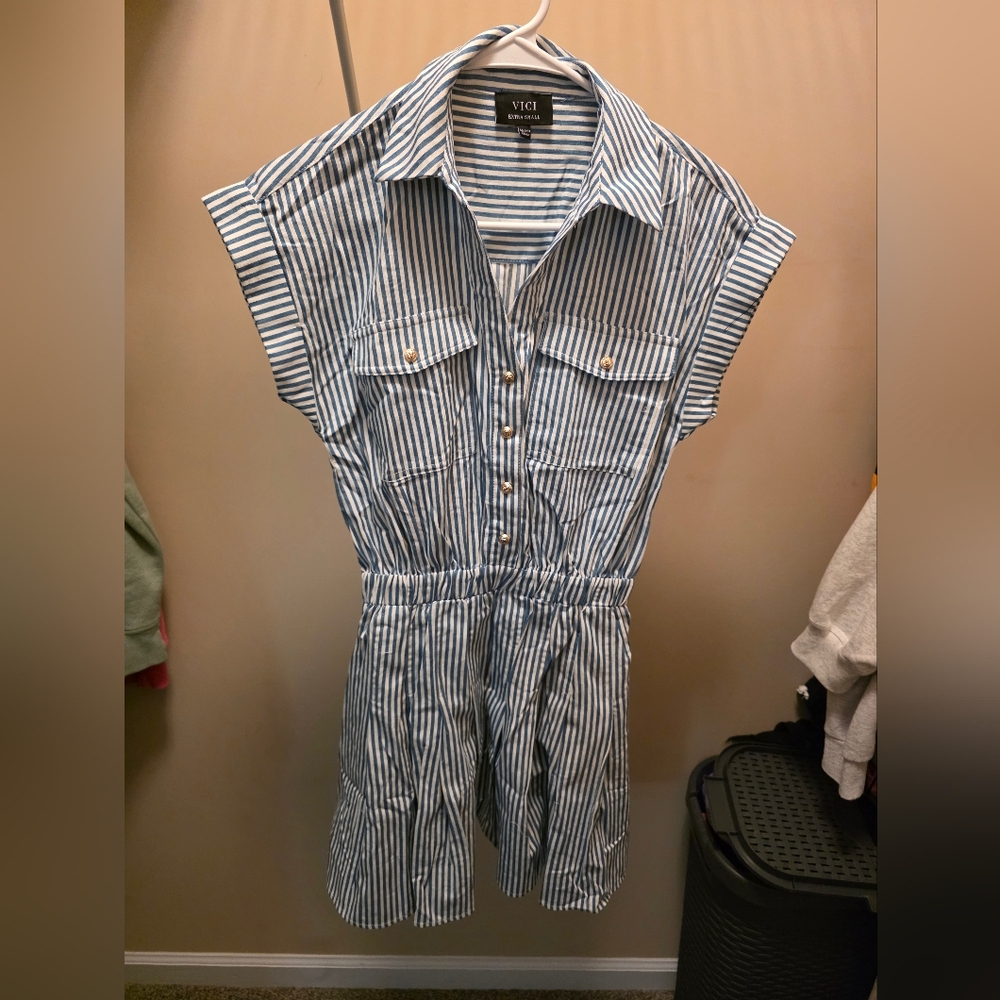 Vici Striped Button-Down Mini Dress